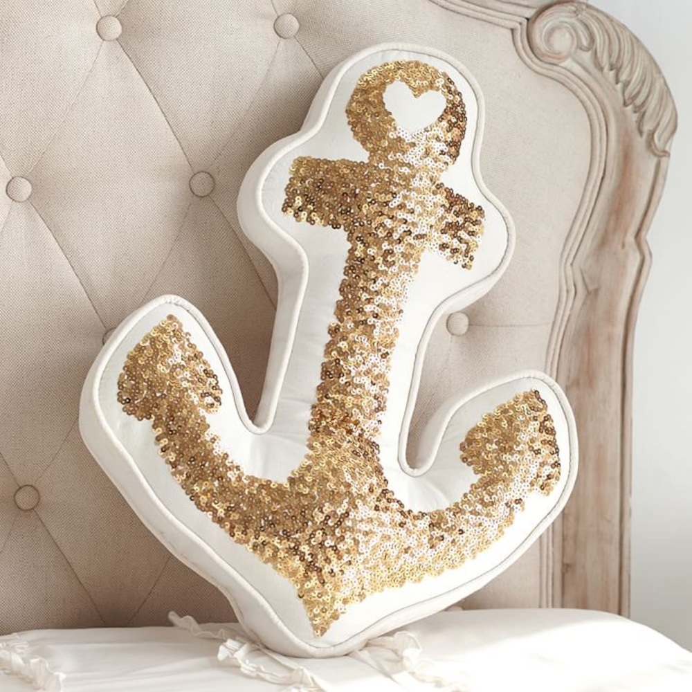 The Emily & Meritt Gold Anchor Pillow - Picture 3 of 7